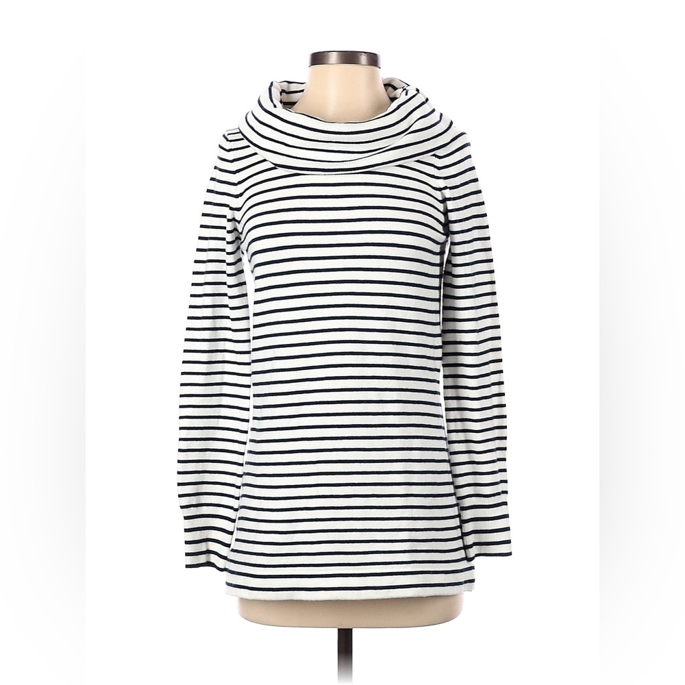 French Connection Striped Cowlneck Sweater, Black & White, Medium